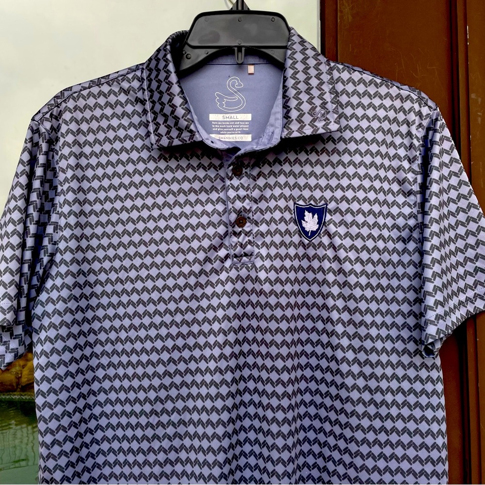 Swannies Purple ZigZag Pattern Maplecrest Golf Polo S